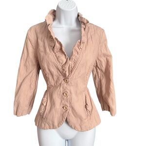 CAbi Women's Blush Ruffled Corduroy Jacket Women’s Size 12